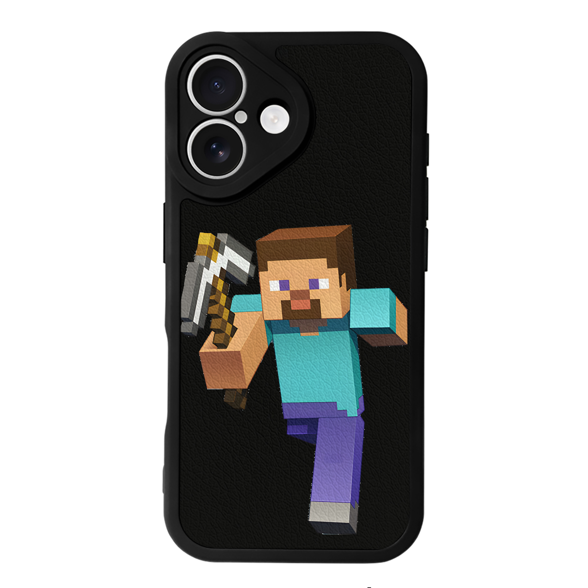 （画像用） マインクラフト ブロックの世界 Minecraft MC Block world 【iPhone 16シリーズ対応】シリコンスマホケース（レザー調） 材質：シリコン